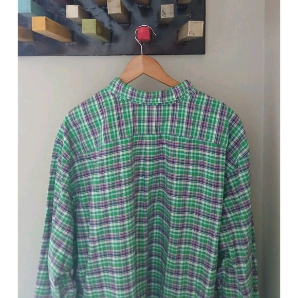 Ralph Lauren Button Down Shirt Size Green 3XB Big Green Plaid Work - Picture 7 of 8